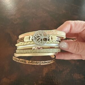 Silver Tree of Life Layered Bracelet